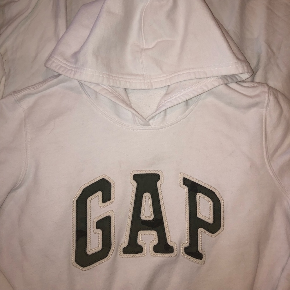 ⚡️GAP Logo Hoodie Sweatshirt Camo + White Y2K 90’s Vintage Retro Casual Top | M - Picture 2 of 6